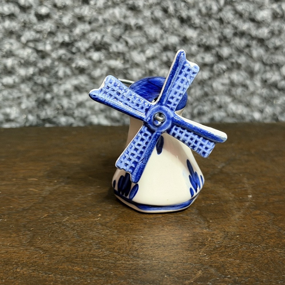 miniature Delft Blue ceramic windmill Figurine Approx. 2" Tall